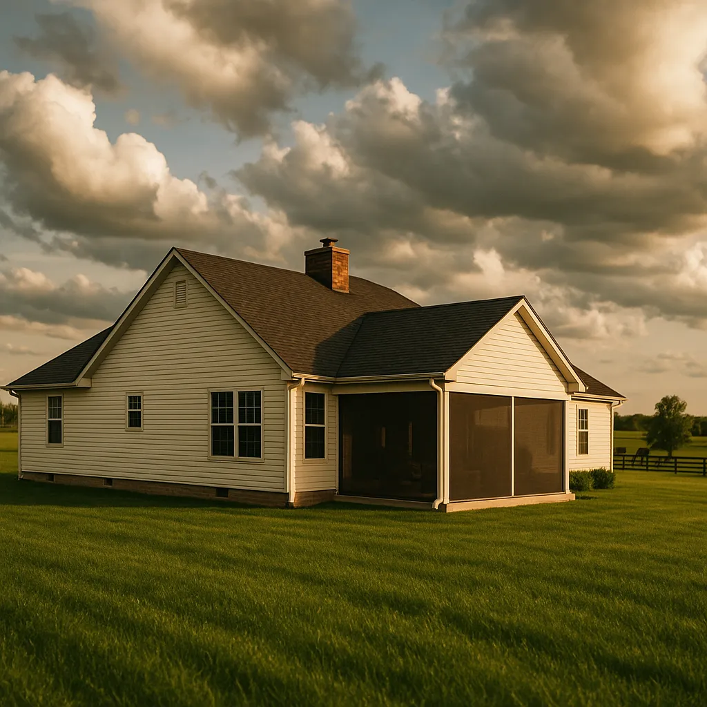 Georgetown Kentucky rural-suburban home with retractable screens deployed